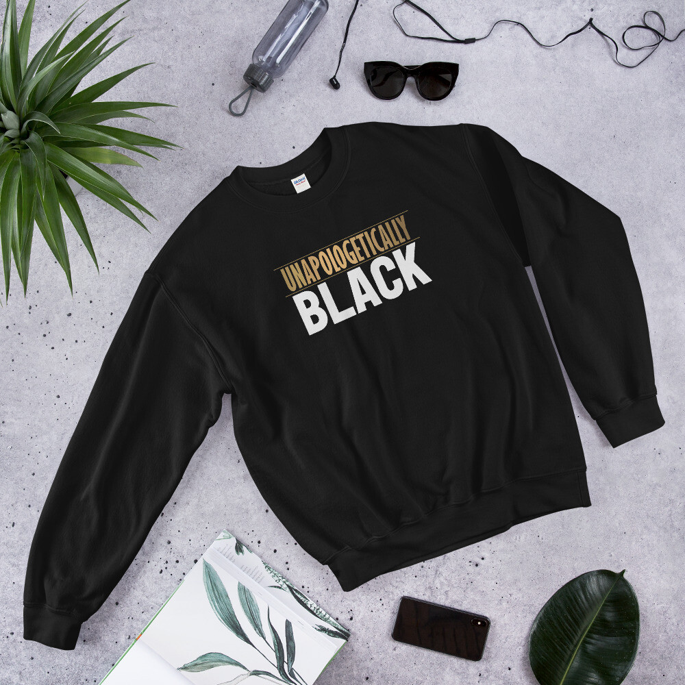 UNAPOLOGETICALLY BLACK UNISEX SWEATSHIRT, Color: Black, Size: S
