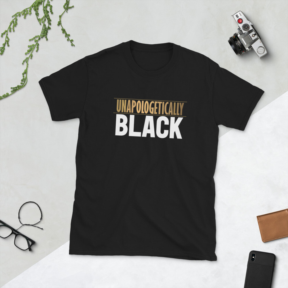 UNAPOLOGETICALLY BLACK UNISEX SHORT SLEEVE, Color: Black, Size: S