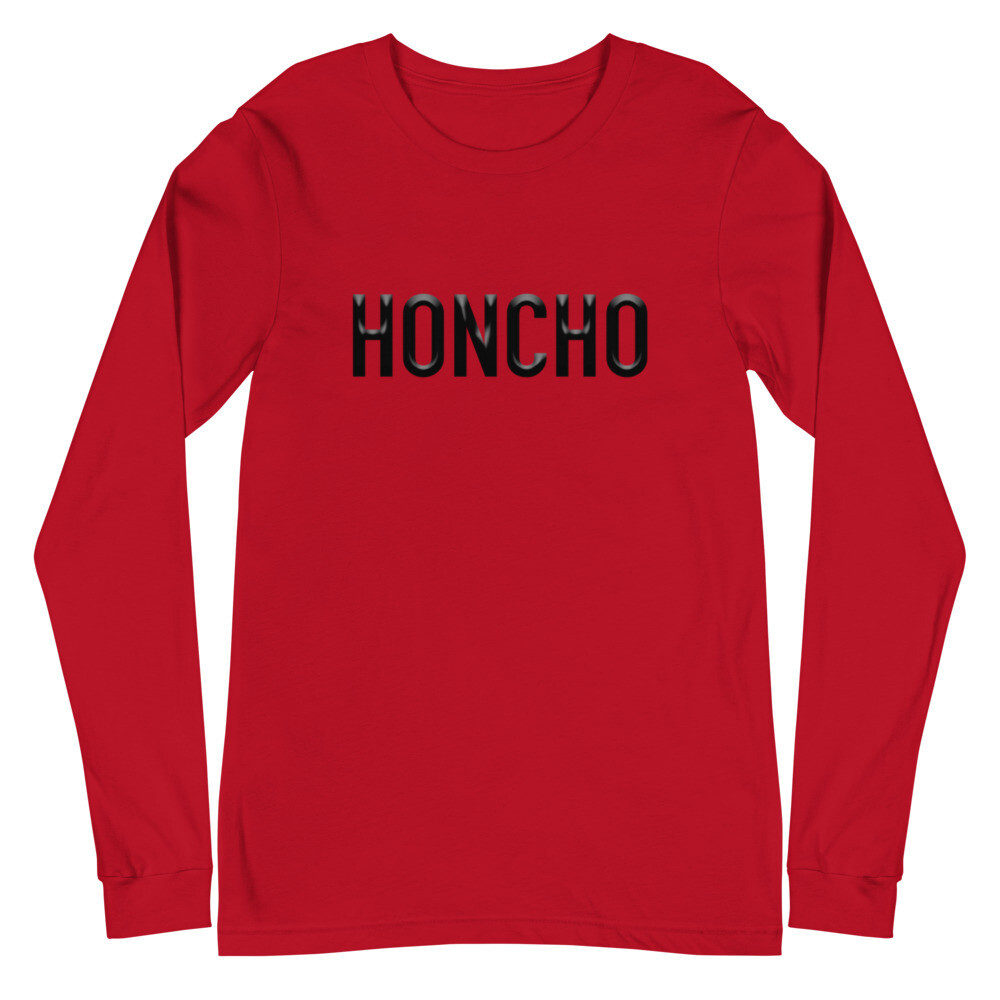 HONCHO (BLK FONT) UNISEX LONG SLEEVE, Color: Red, Size: XS