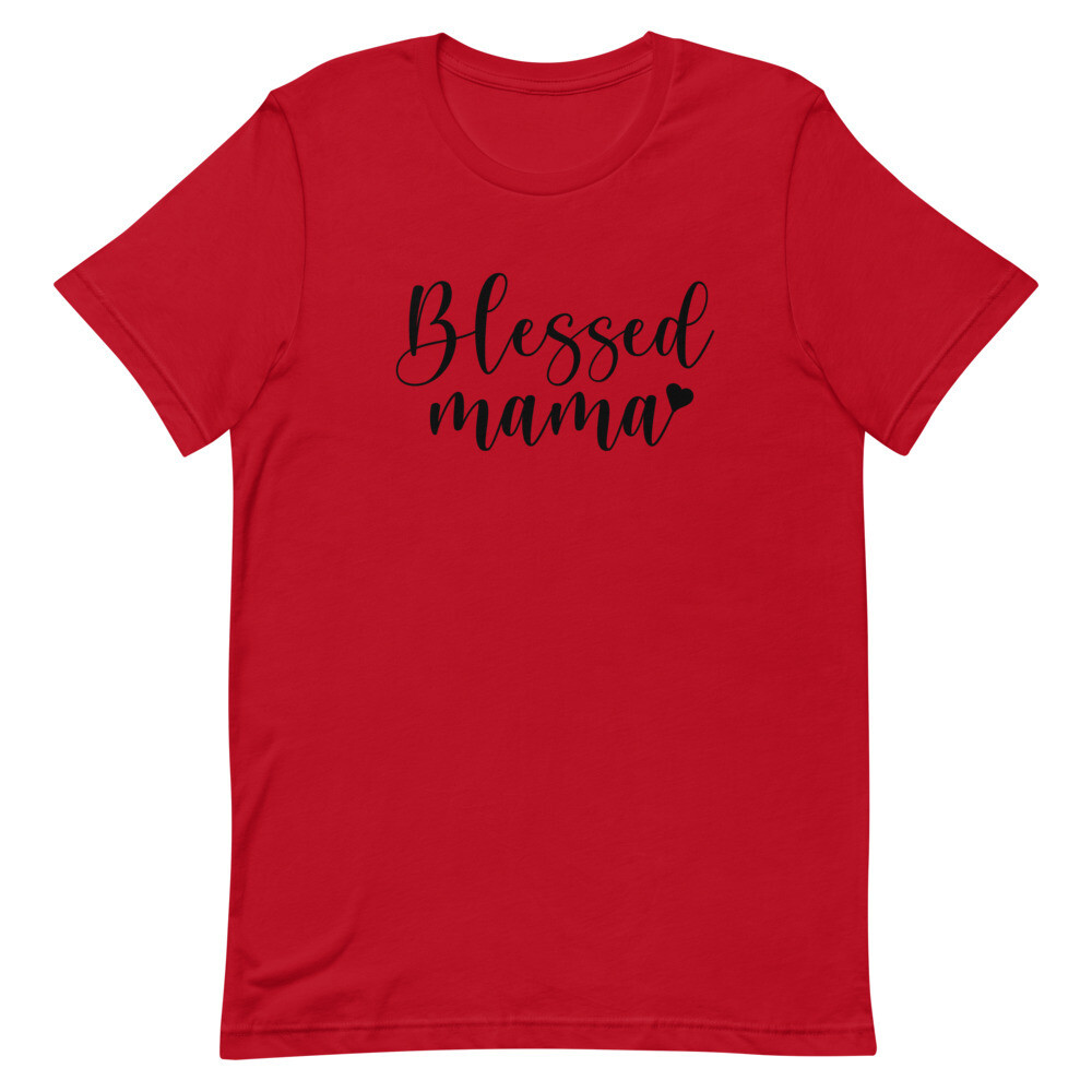 BLESSED MAMA SHORT SLEEVE, Color: Red, Size: S