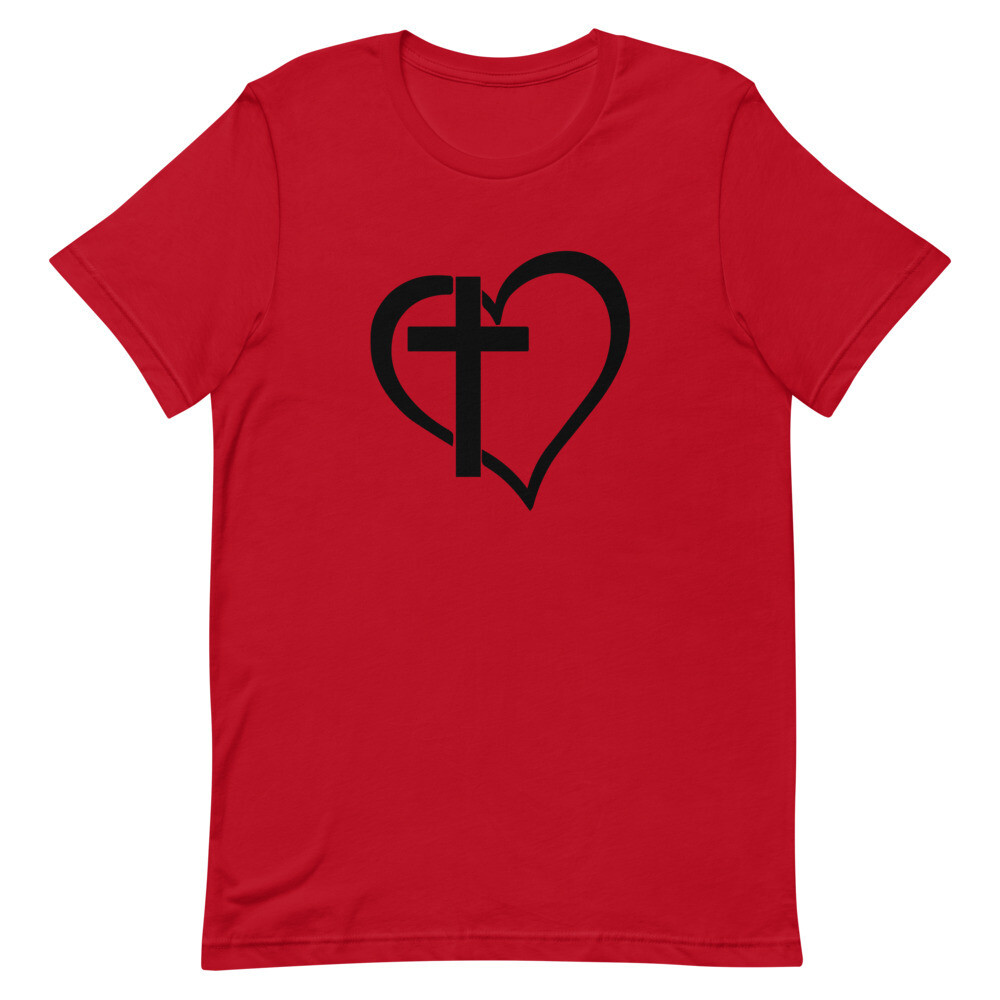 CROSS HEART SHORT SLEEVE, Color: Red, Size: S