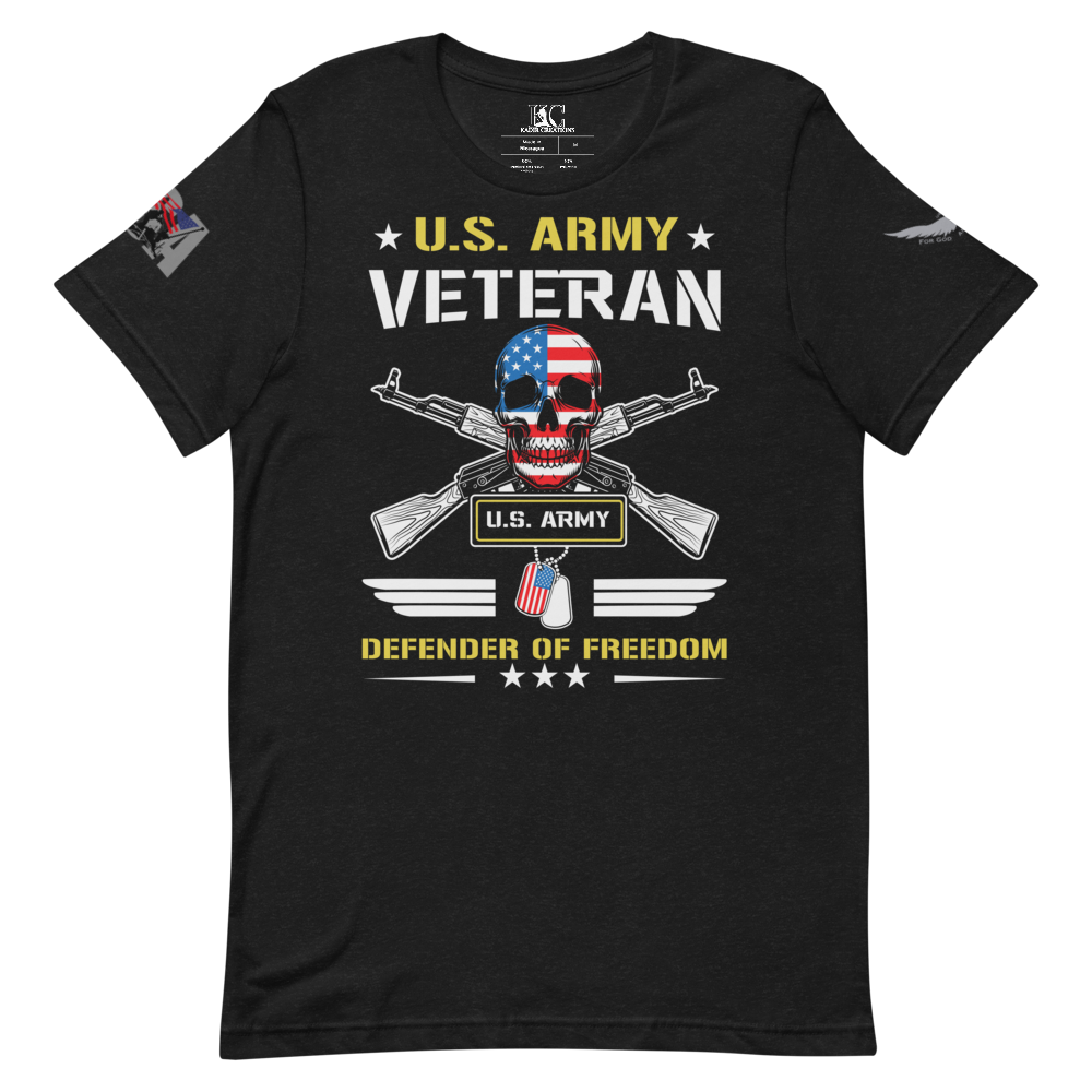 ARMY VETERAN UNISEX T-SHIRT , Color: Black Heather, Size: S