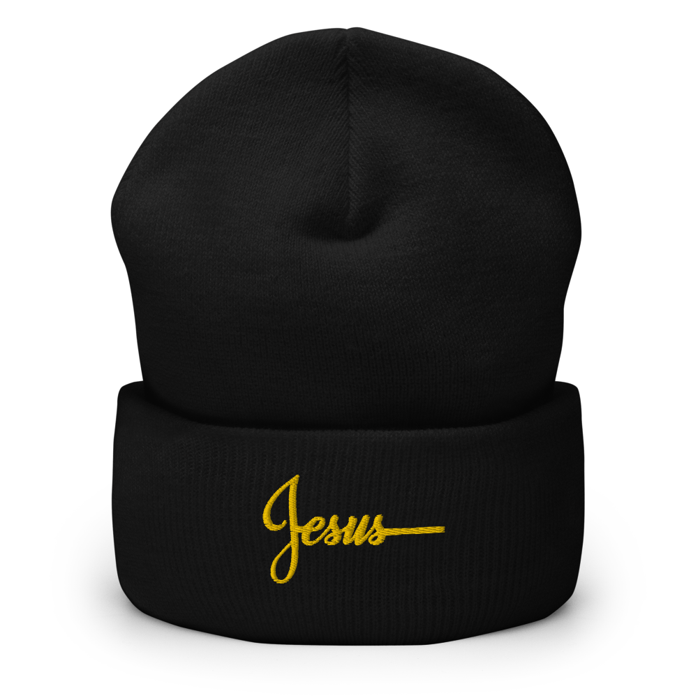 JESUS CUFFED BEANIE, Color: Black
