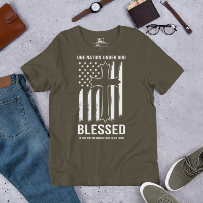 BLESSED AMERICAN FLAG SHORT -SLEEVE UNISEX T-SHIRT