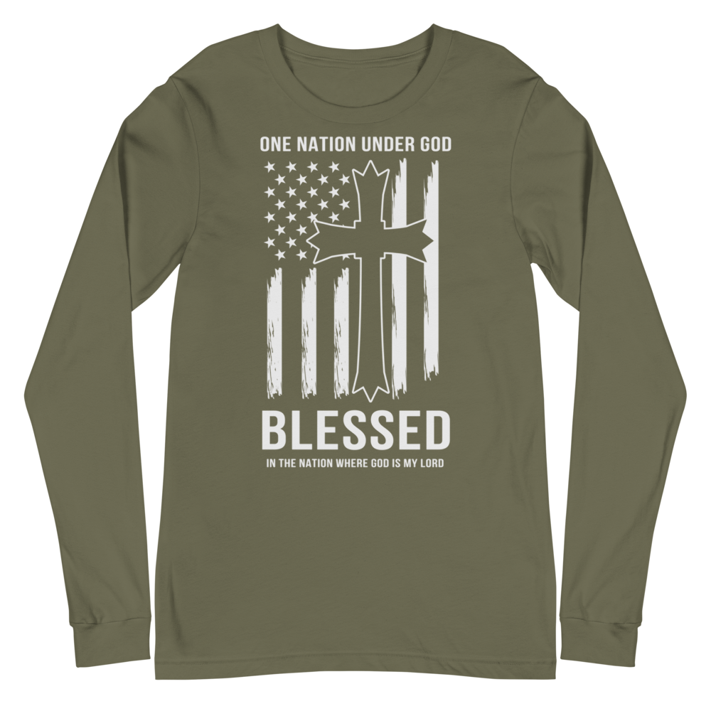 BLESSED AMERICAN FLAG UNISEX LONG SLEEVE TEE