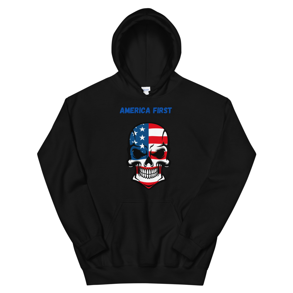 AMERICA FIRST UNISEX HOODIE , Color: Black, Size: S