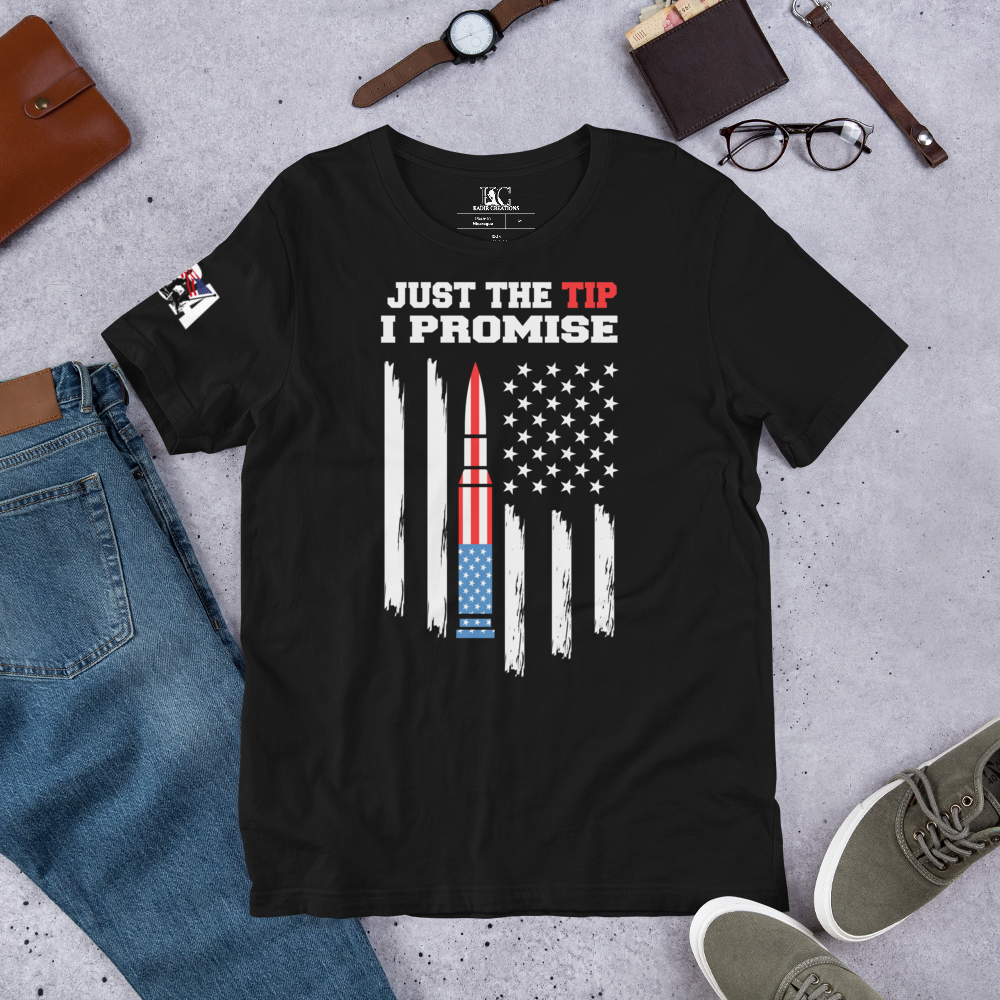 JUST THE TIP SHORT-SLEEVE UNISEX T-SHIRT, Color: Black, Size: S