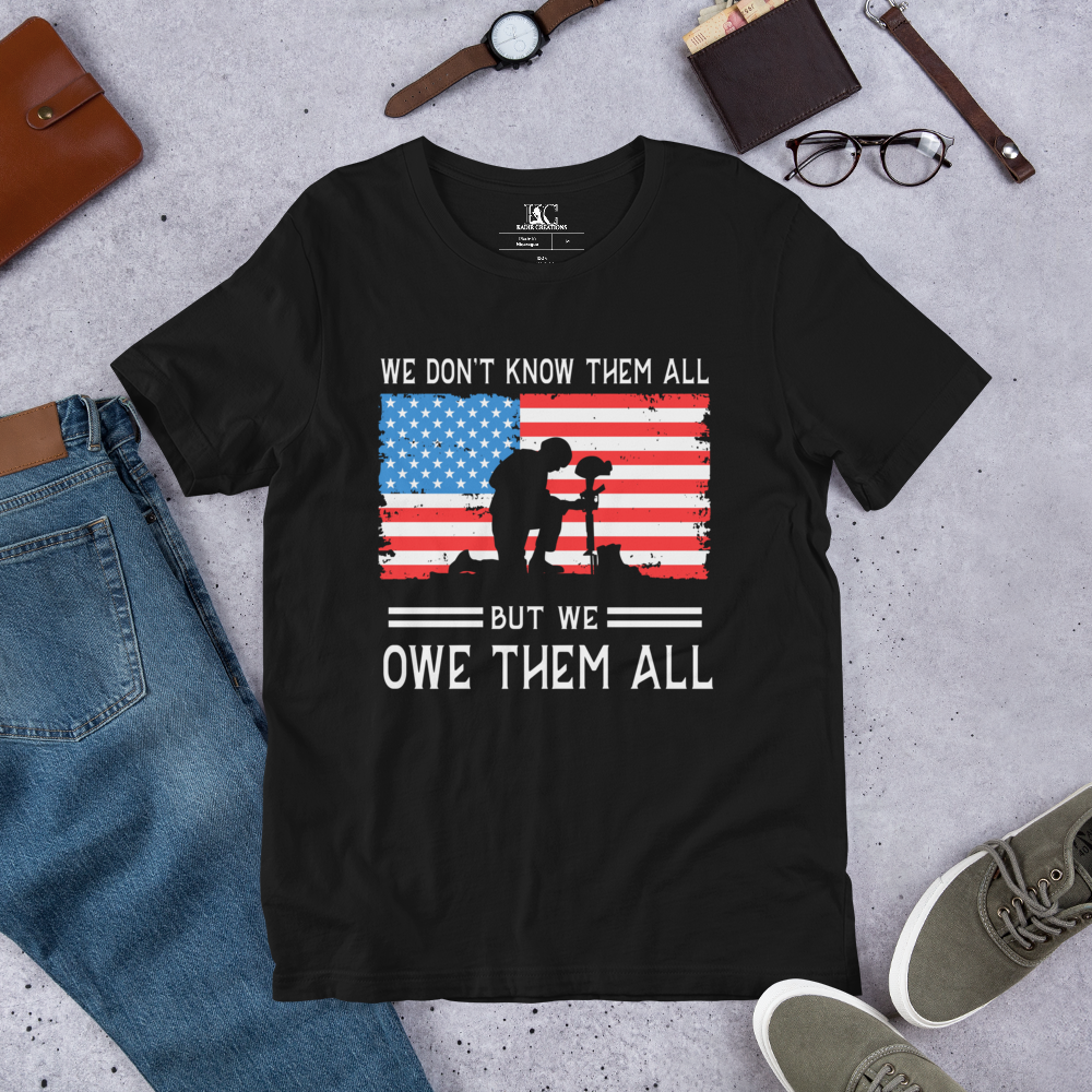 WE OWE THEM SHORT-SLEEVE UNISEX T-SHIRT , Color: Black, Size: S