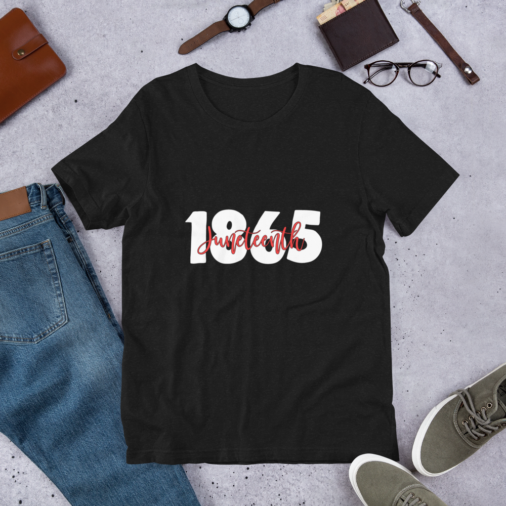1865 RED SHORT-SLEEVE UNISEX T-SHIRT , Color: Black Heather, Size: S