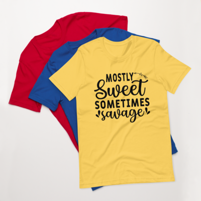 MOSTLY SWEET SOMETIMES SAVAGE SHORT-SLEEVE UNISEX T-SHIRT