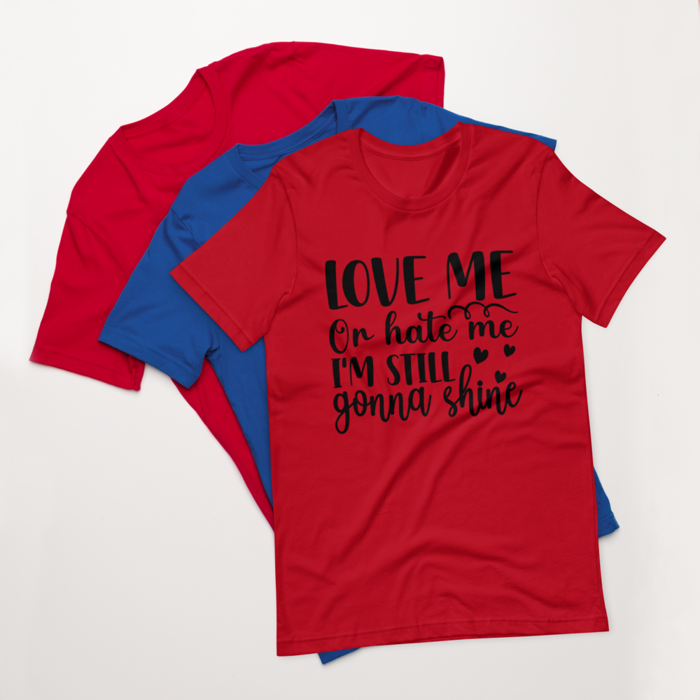 LOVE ME OR HATE ME SHORT-SLEEVE UNISEX T-SHIRT, Color: Red, Size: S