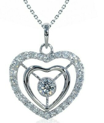 14K white gold 1/2 ctw diamond heart pendant