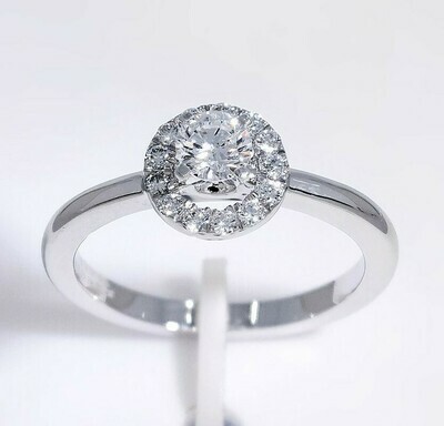 14K white gold 1/2 ctw halo diamond ring