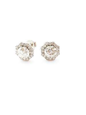 14K white gold 2 ctw diamond stud earrings