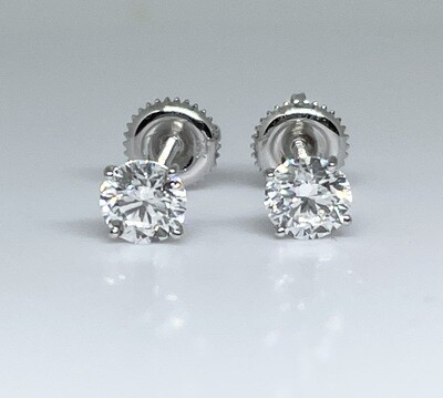 14K White Gold 1 Ctw Diamond Stud Earrings