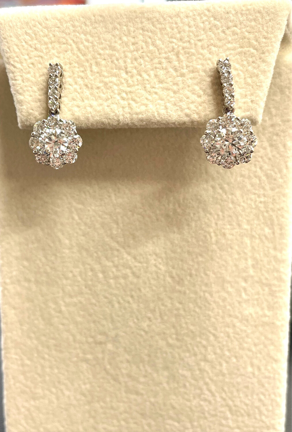 14K White Gold 2 1/3 Ctw Diamond Earrings