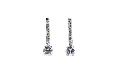 14K White Gold 1.65 Ctw Diamond Earrings
