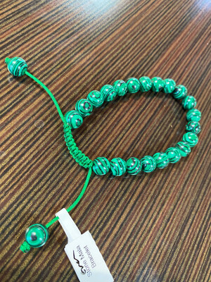 Stone Mala Bracelet-green N Black Swirl