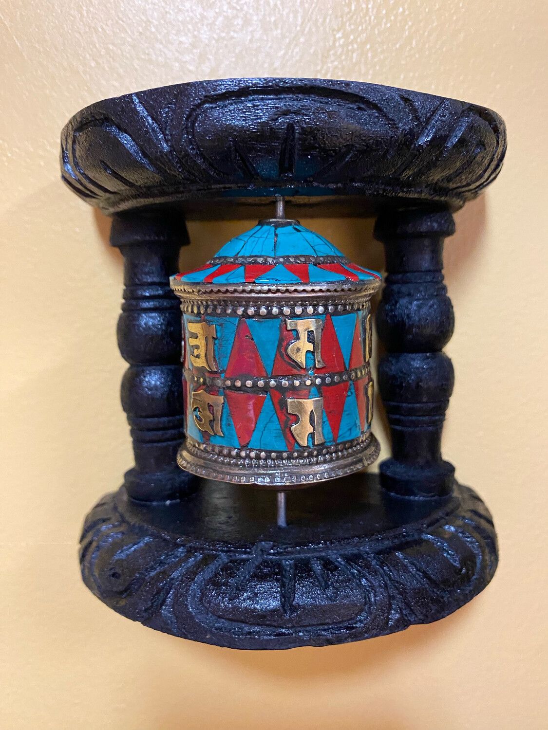 Turquoise Stone Single Hanging Prayer Wheel
