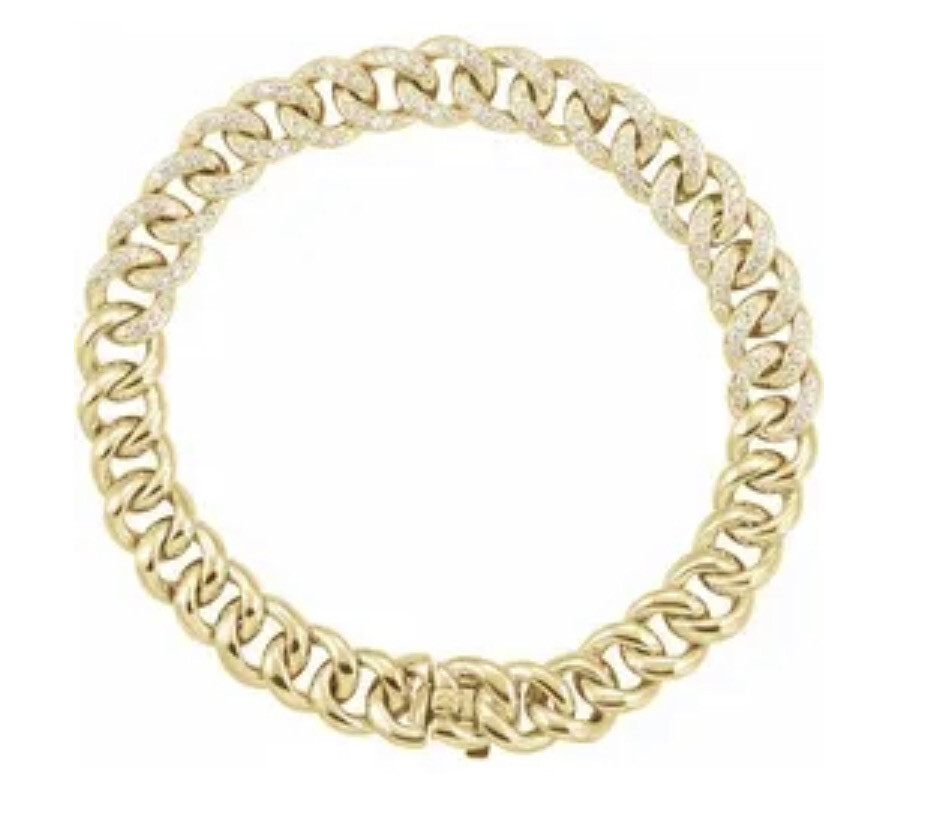 14KY 3/4 Ctw Diamond Curb Bracelet