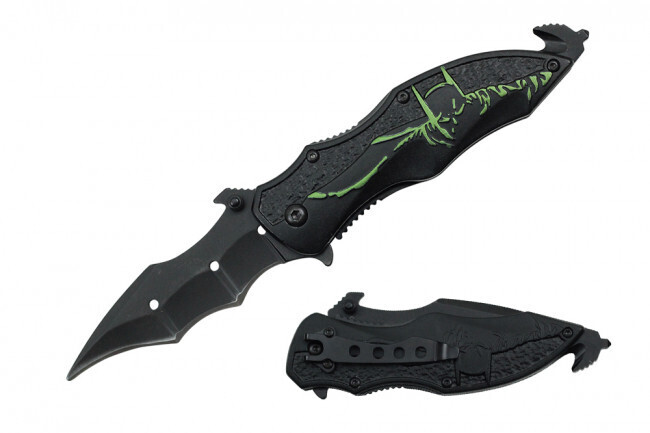 (R47) BLACK POCKET KNIFE WITH GREEN BAT