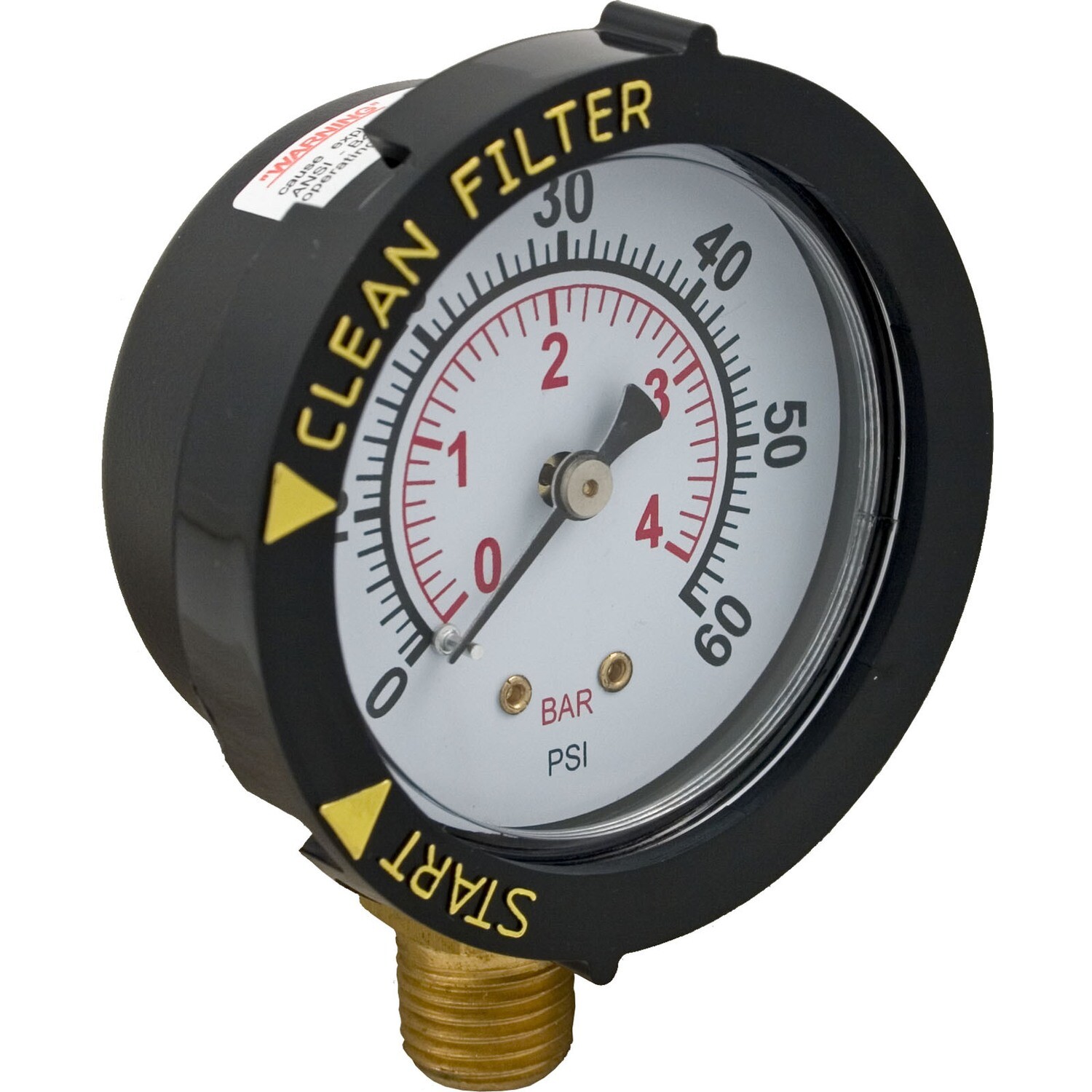 PRESSURE GAUGE BTM/SIDE 0-60 1/4&quot; W/STARTCLEAN DIAL