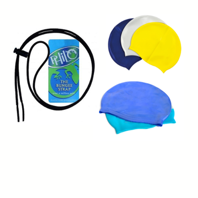 GOGGLE BUNGEES &amp; SWIM CAPS (NON-BRANDED &amp; GRAB BAG)