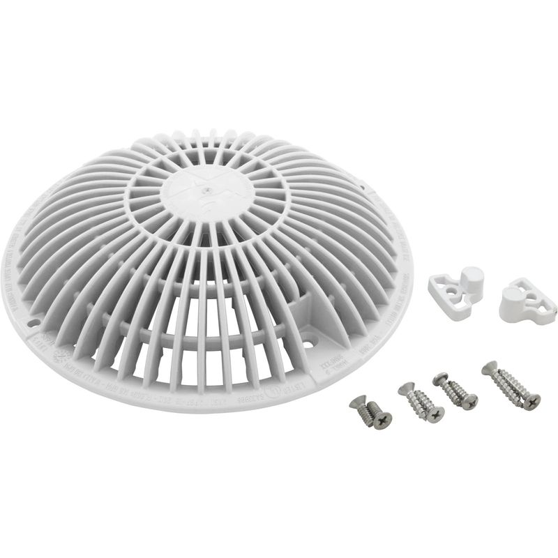 MAIN DRAIN GRATE RETRO 8&quot; ROUND WHITE AQUASTAR