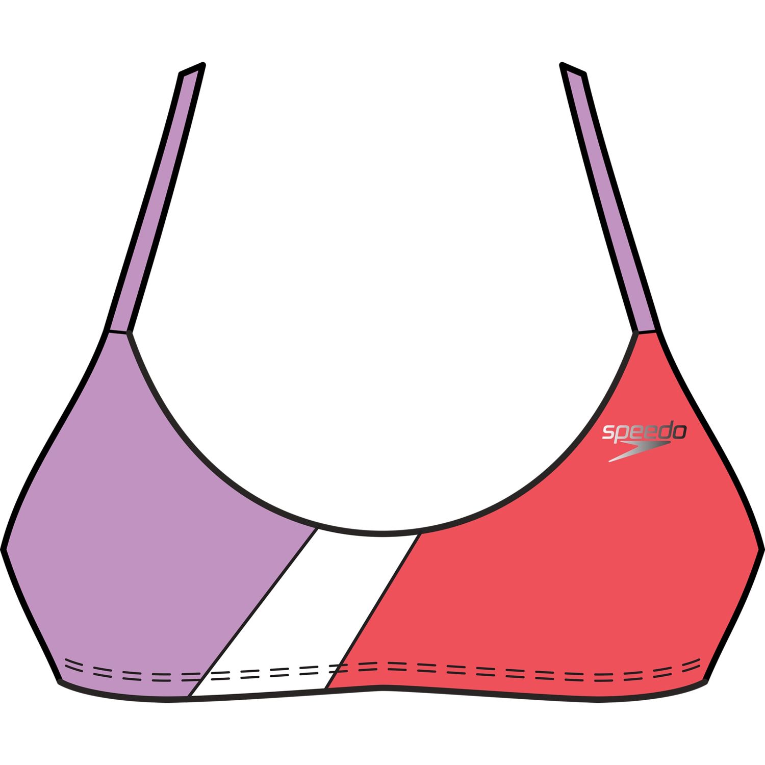 SPEEDO COLOR BLOCK TIE BACK TOP, FIERY CORAL 978 (MSRP $69.50)