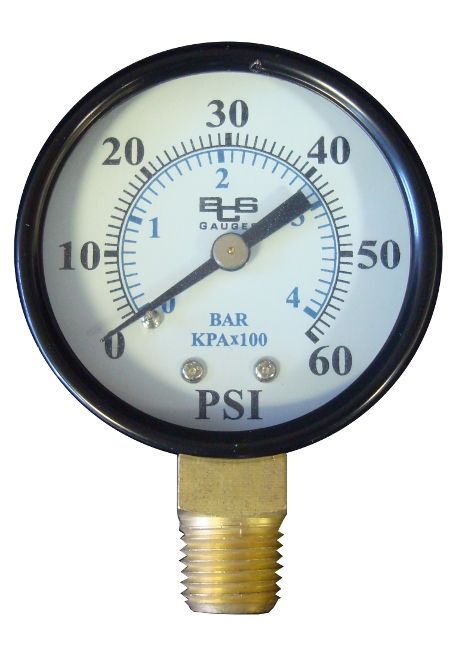 PRESSURE GAUGE 0-60 1/4" SIDE MOUNT
