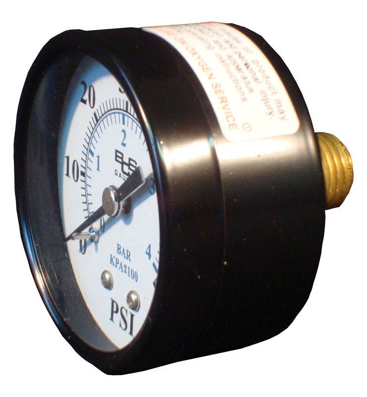 PRESSURE GAUGE 0-60 1/4" BACK MOUNT