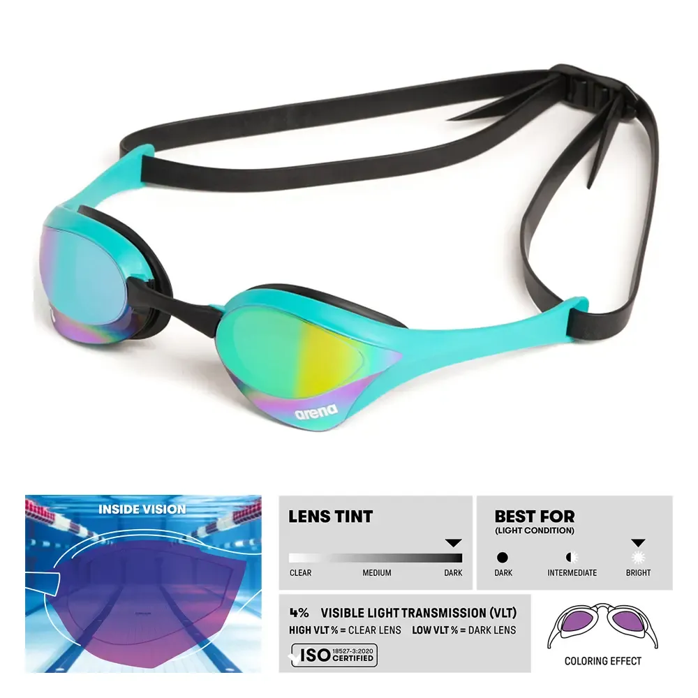 1610008 ARENA COBRA ULTRA SWIPE MIRRORED GOGGLE 002507 EMERALD/PEACOCK 130