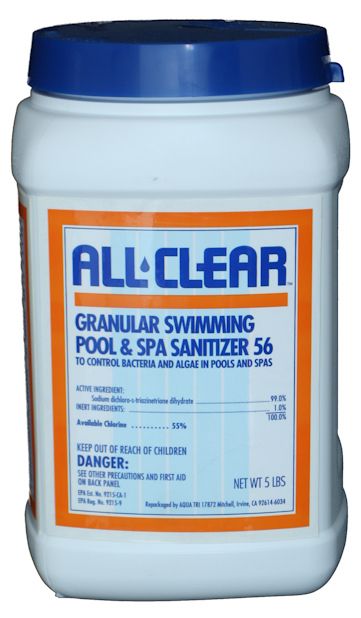 ALL CLEAR GRANULAR POOL & SPA SANITIZER 56 5LB ALL CLEAR GRANULAR POOL & SPA SANITIZER 56 5LB