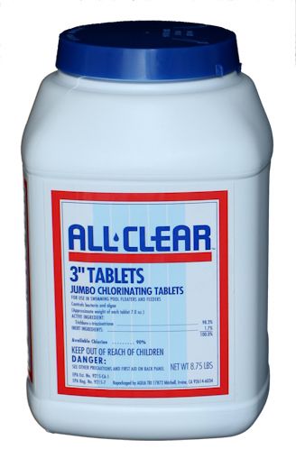 ALL CLEAR 3" CHLORINE TABS 8.75LB ALL CLEAR 3" CHLORINE TABS 8.75LB