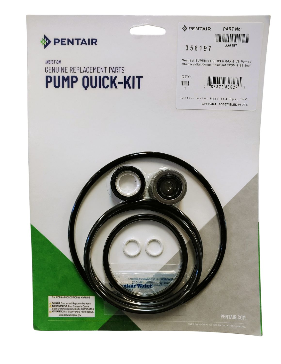 PUMP QUICK-KIT SUPERFLO VS SUPERMAX VS PENTAIR 356197