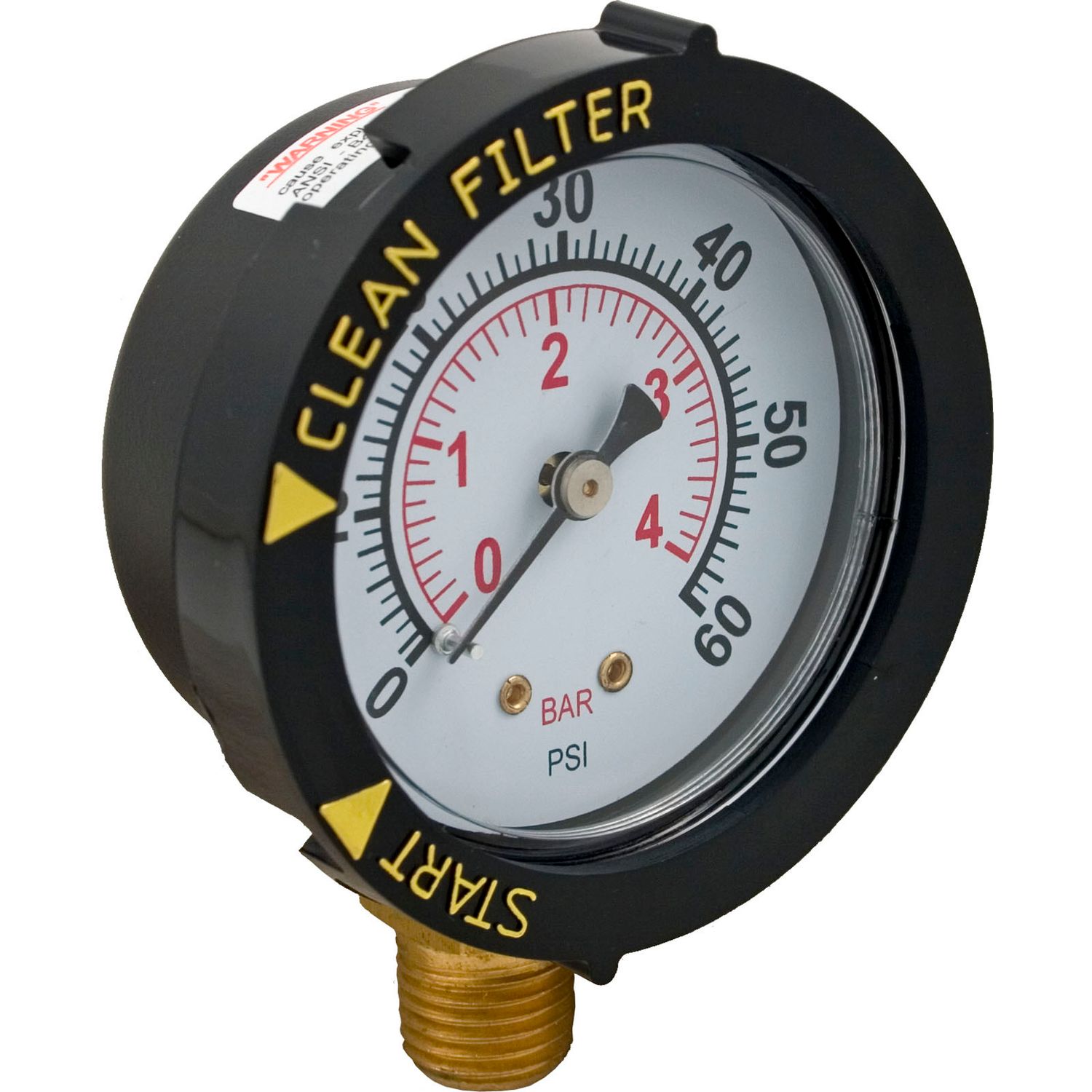 PRESSURE GAUGE BTM/SIDE 0-60 1/4" W/STARTCLEAN DIAL