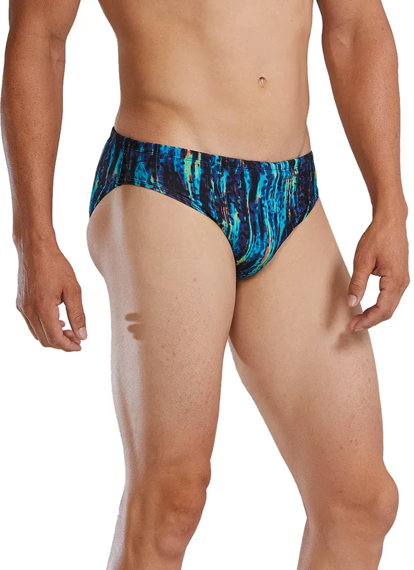 BHS1860110 TYR BRIEF DURAFAST ELITE AURORA ML 26-38 B13068 BLUE RAINBOW 995 (MSRP $49)