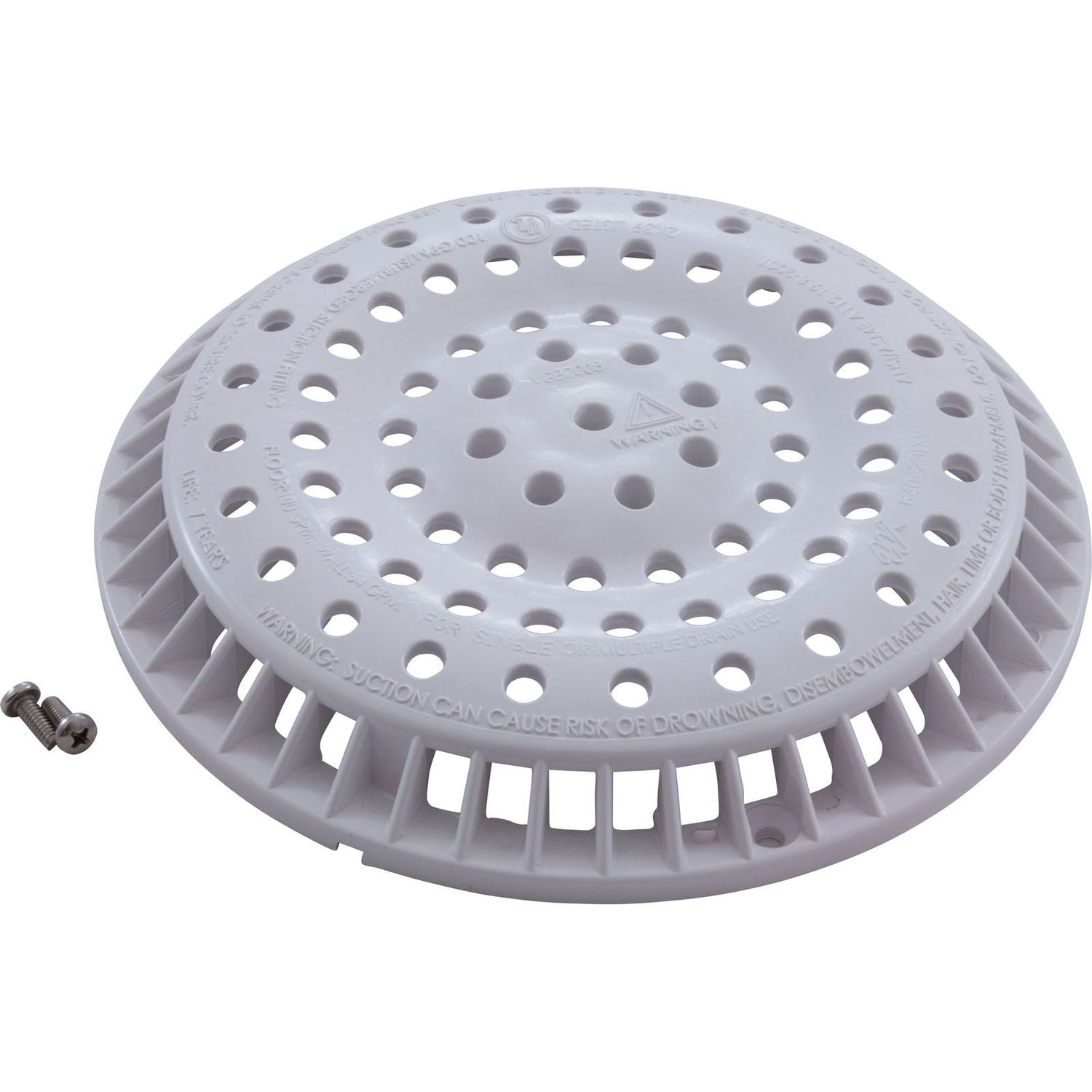 MAIN DRAIN COVER ANTI VORTEX 8" ROUND WHITE WATERWAY