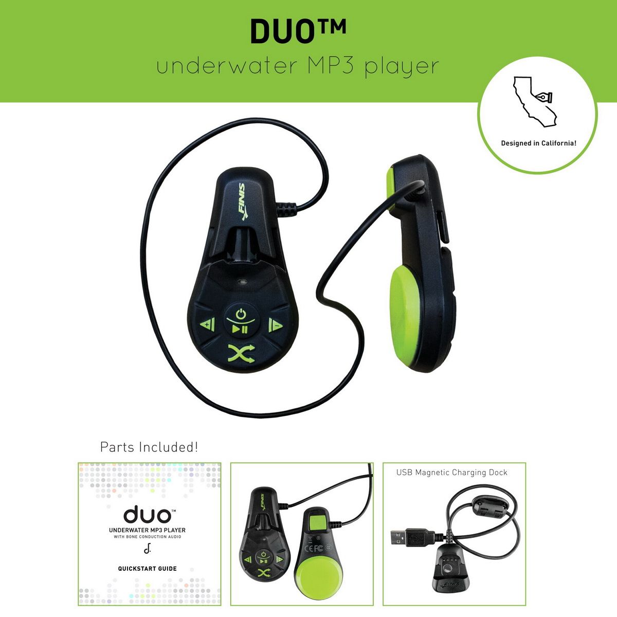 1310032 FINIS DUO UNDERWATER BONE CONDUCTION MP3 PLAYER 1.30.058.244 (MSRP $60)