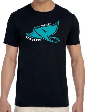 JCC1610019 JCC TEAM T-SHIRT, 2 COLOR STINGRAY ON CHEST w/ OPTIONAL SWIMMER NAME ON BACK (XS-2XL)