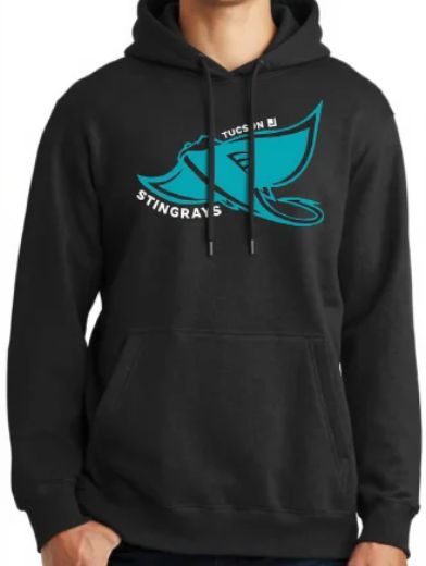 JCC1610021 JCC TEAM HOODIE, 2 COLOR STINGRAY ON CHEST w/ OPTIONAL SWIMMER NAME ON BACK (XS-2XL)