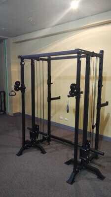 POWER RACK CON DOBLE POLEA CROSSOVER Y PREVISTA PARA SMITH