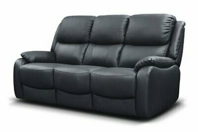 Pacific 3 Seater Leather Couch Black
