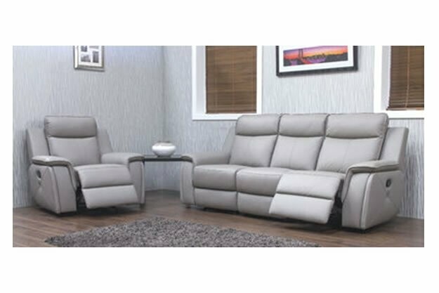 Infinity Leather reclining 2 Seater - Taupe Grey