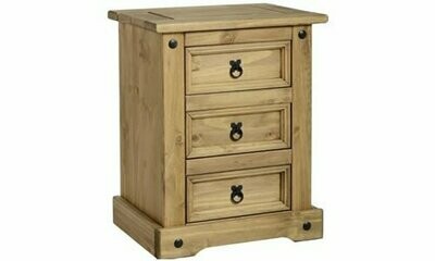 Colmar 3dr Bedside Distressed Waxed Pine