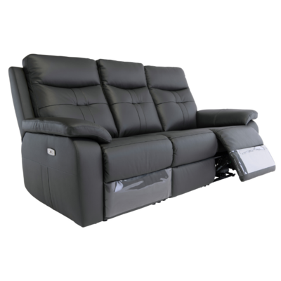 Sophie Leather Electric 3 Seater Charcoal