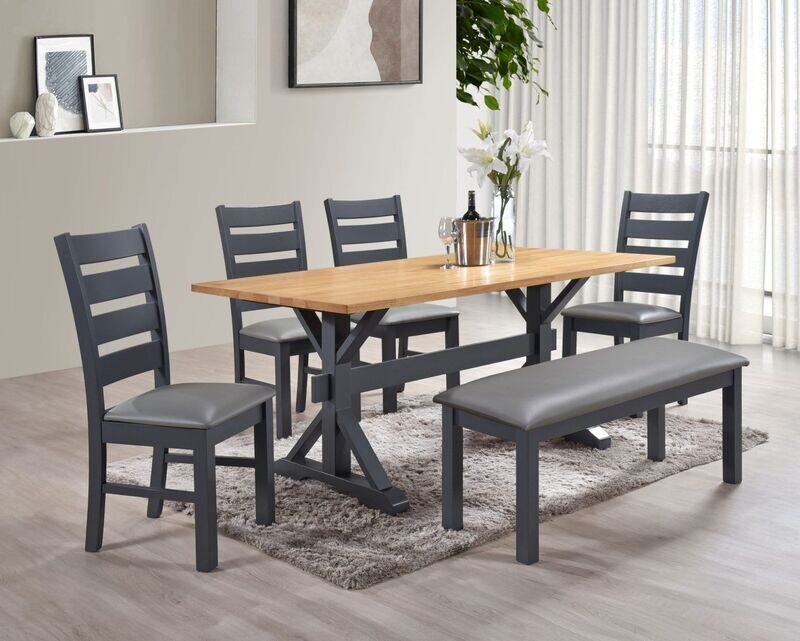 Carla 6ft Table 4 chairs & Bench.