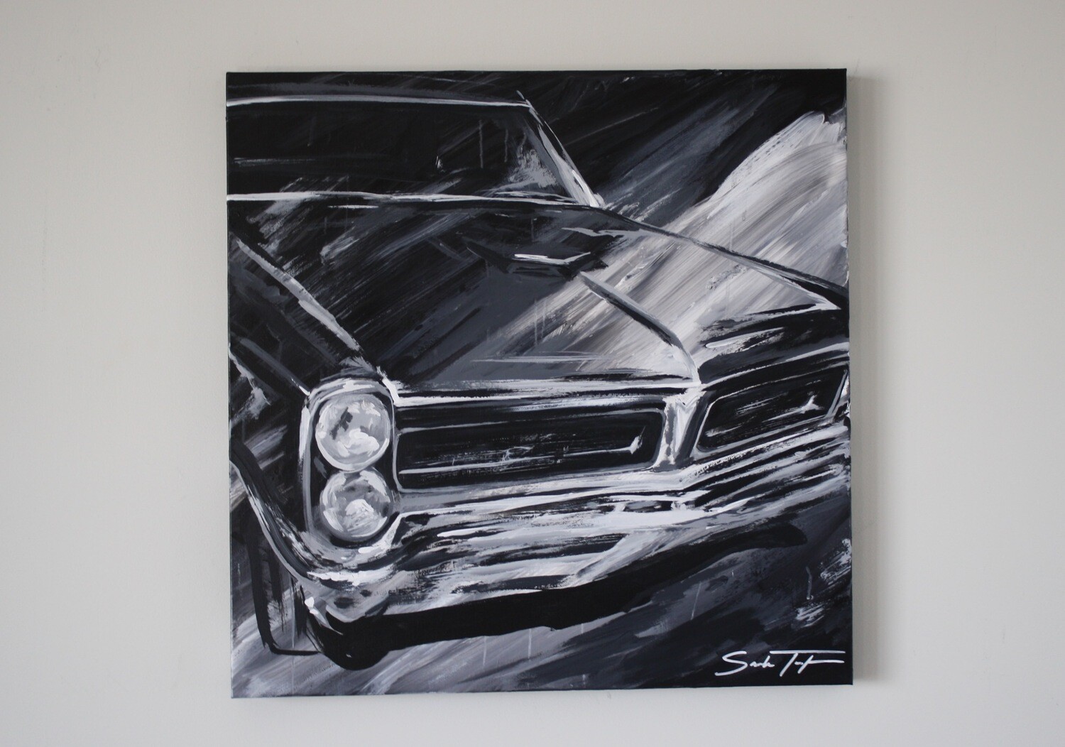 &quot;The GOAT&quot; B&amp;W 1965 Pontiac GTO | 24x24&quot; Original