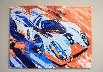 "Into The Gulf, 917" Porsche Artwork | 30x40" Original