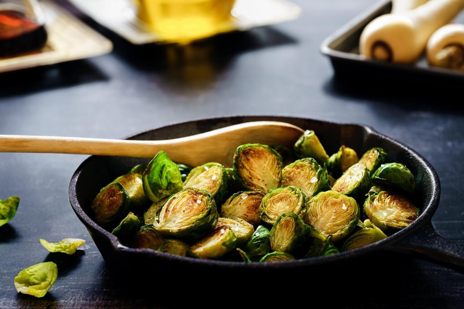 Glazed Brussels Sprouts with Bacon and Chestnuts